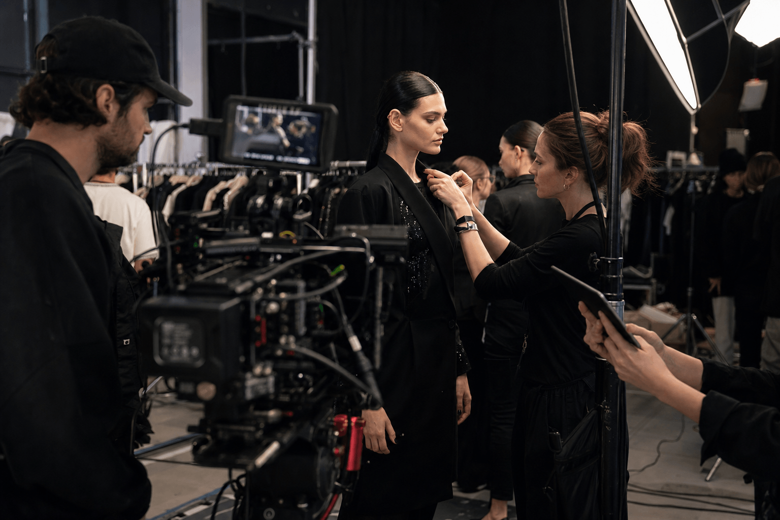 Production crew backstage moment