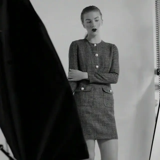 Black and white audition style footage with talent and agent communication