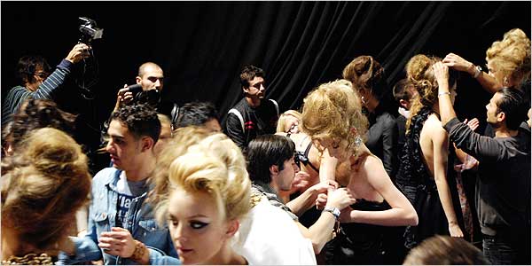 Backstage model preparation before a show
